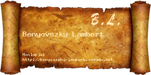 Benyovszky Lambert névjegykártya
